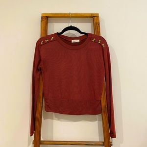 Brown Button Detail Top